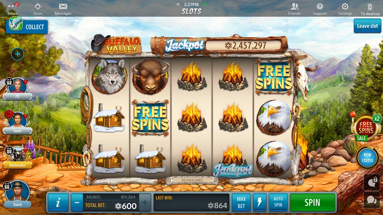 หน้าจอเกมสล็อตที่แสดงวงล้อ ยอดเดิมพัน ปุ่มหมุน และข้อมูลเกม